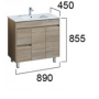 SHY05-P1 PVC 900 Free Standing Vanity Cabinet Only